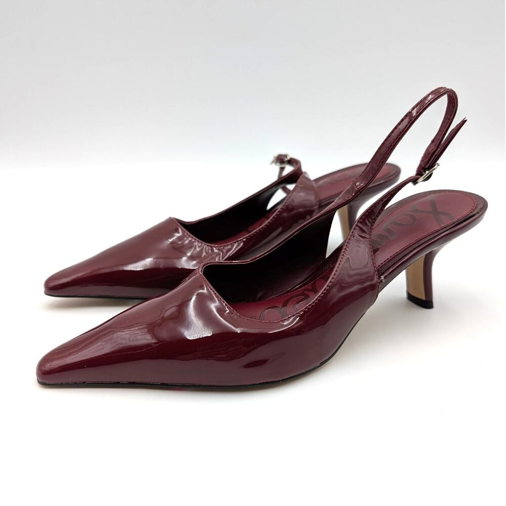 Sam Edelman Bianka Pointed Toe Slingback Pumps Women's French Merlot Sz US7 EU38